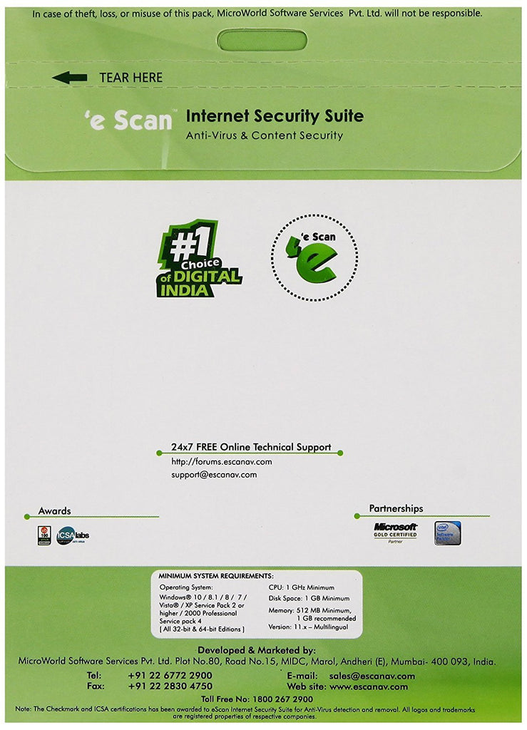 escan internet security suite 3 pc 1 year