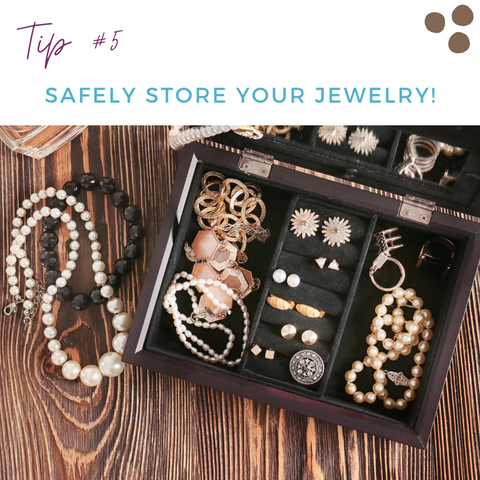 jewelry sorted in a jewelry box, jewelry care, eclectically simple