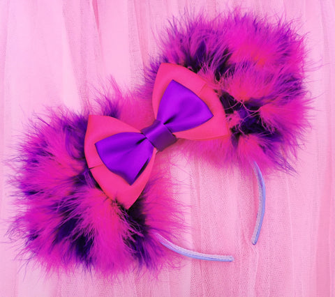 Fluffy Cheshire cat Minnie mouse ears furry ears disney trip ear ideas 