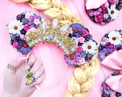 floral princess headband handmade uk custom disney ears