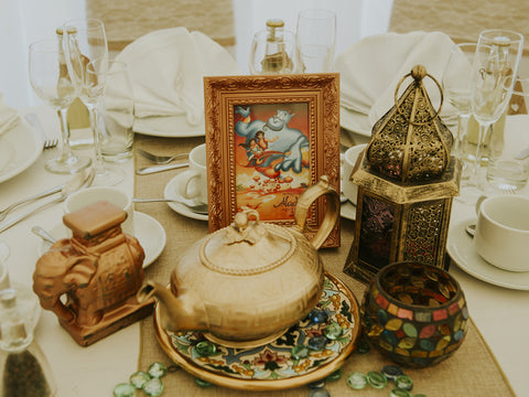 Aladdin themed wedding table center pieces disney wedding inspo