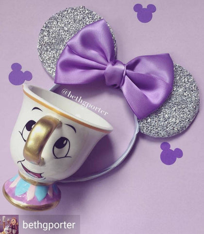 cute minnie mouse ears lilac bow chip cup