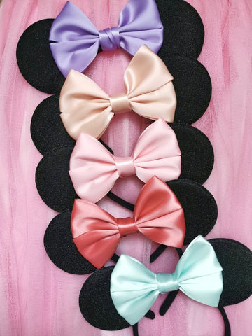 minnie mouse ears to match your wedding colours satin bow lubyandlola ears shop