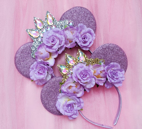 lilac minnie mouse ears tiara crown princess headband