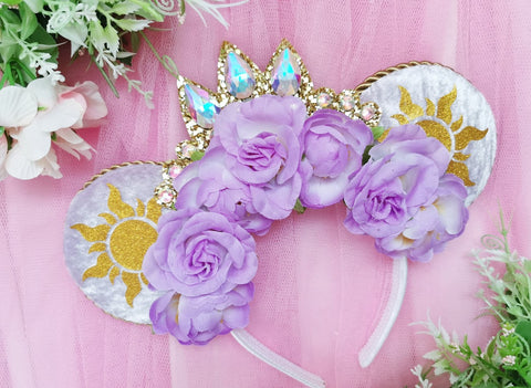 princess rapunzel ears with tiara crown flower crown luby and lola best selling ears trending ears