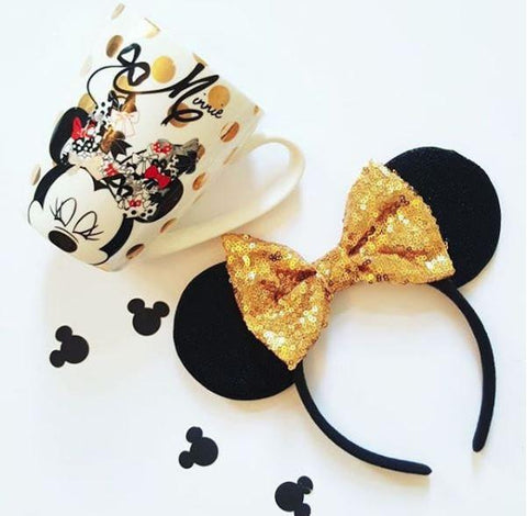Mouse Ears with Gold Sequin Bow