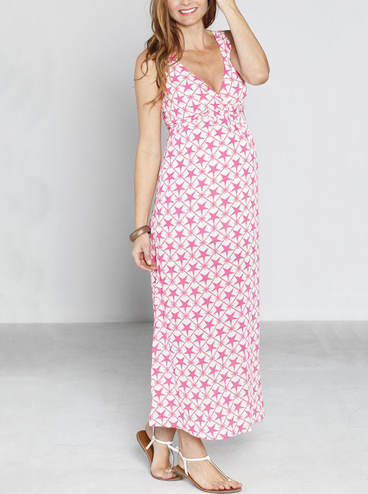 Maternity Party Long Chiffon Dress - Pink - Maternity Clearance Outlet product image