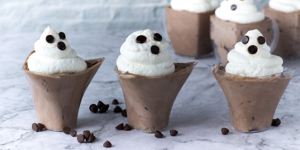 Halloween Ghosts Chocolate Mousse Dessert Cups