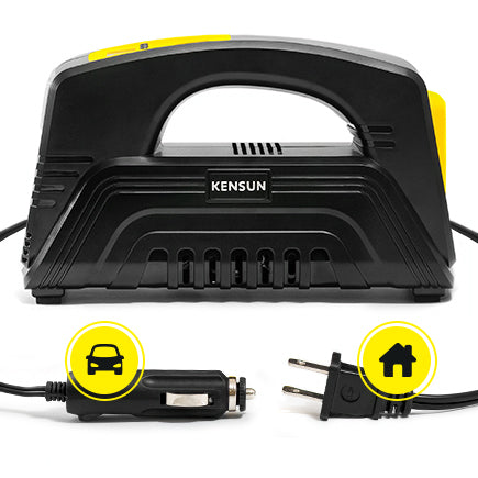 Double power tire inflator for home and garage