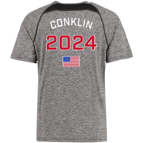 MAC: Olympic Trials Team - Conklin Electrify Tee - Youth MD / Heathered Back Madison Aquatic Club