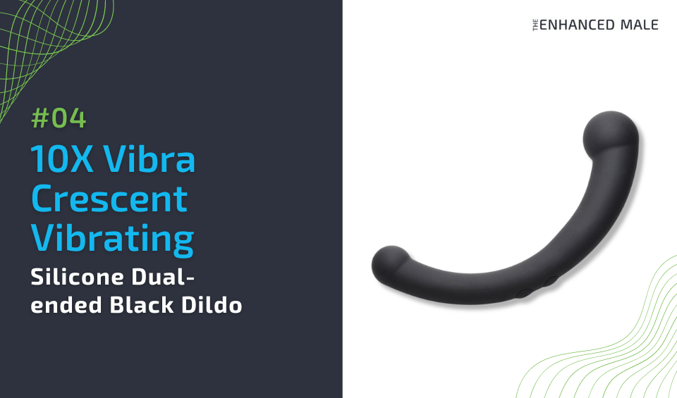 10X Vibra Crescent Vibrating Silicone Dual-ended Black Dildo