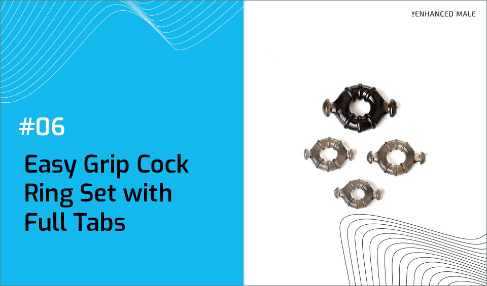 Easy Grip Cock Ring Set with Full Tabs, Smoke by Lynk Pleasure