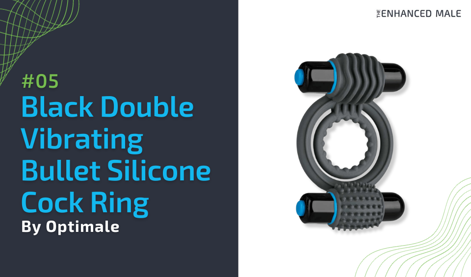 Black Double Vibrating Bullet Silicone Cock Ring by Optimale