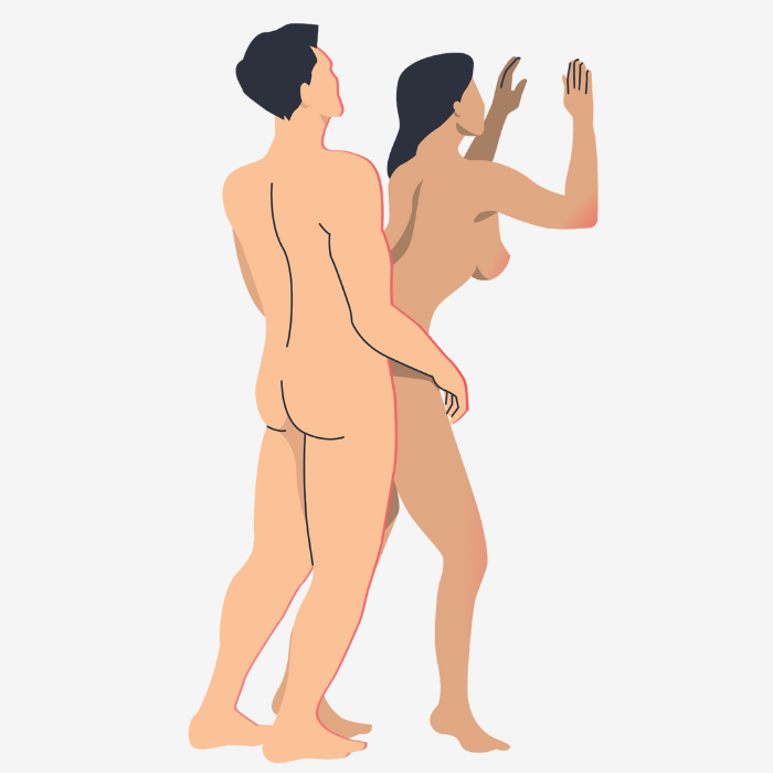 Illustration of the Receiver Against the Wall Sex Position