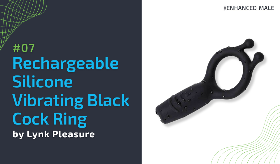 Rechargeable Silicone Vibrating Black Cock Ring by Lynk Pleasure