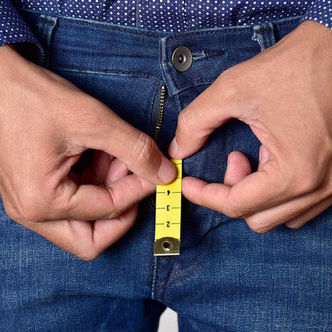 tape measure from a man's zipper