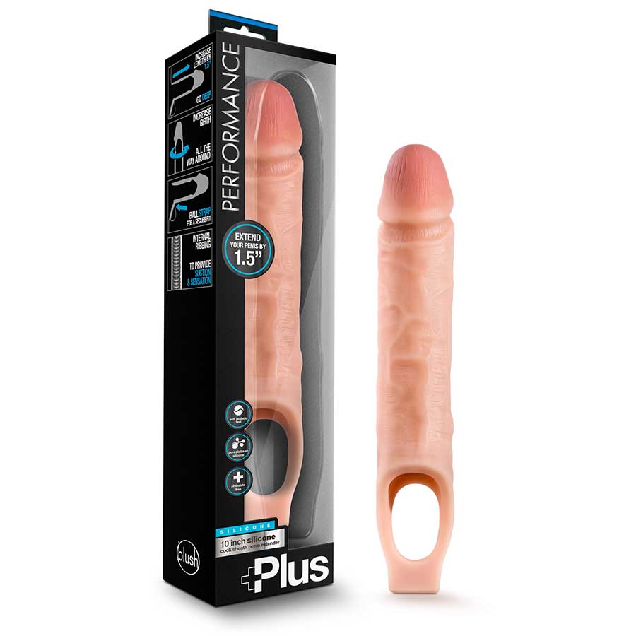 25 Inch Ling Sex - 10 Inch Penis Sleeve | Performance Plus Realistic Silicone Vanilla Extender