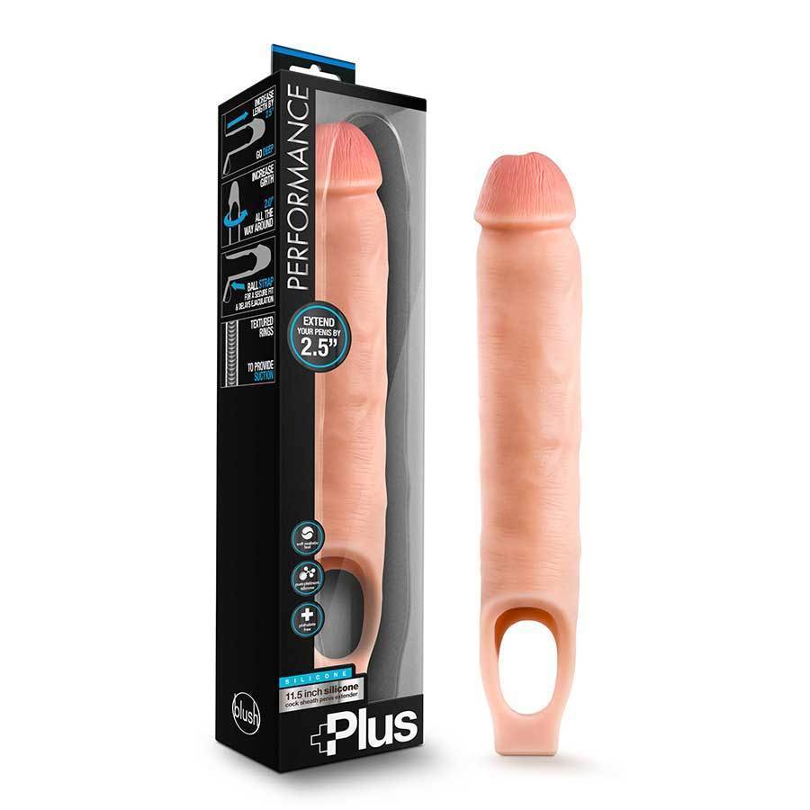 11.5 Inch Realistic Performance Penis Sleeve Natural Silicone Girth Enhancer