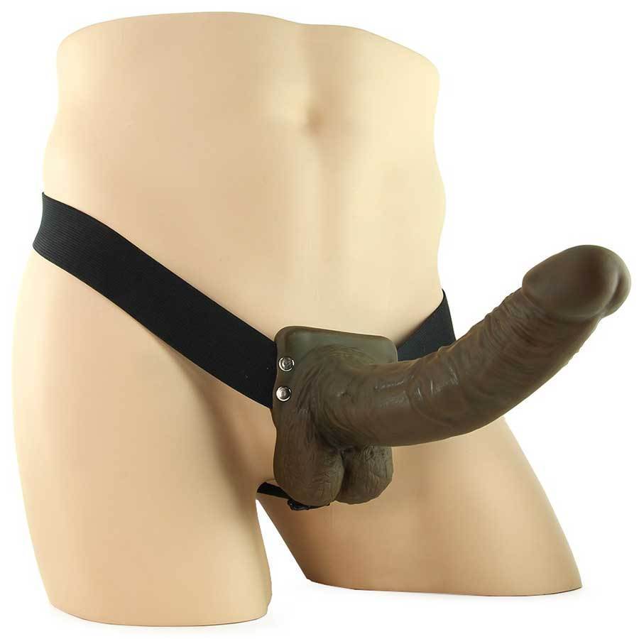 9 Inch Brown Hollow Strap-On Penis Extension with Balls by Fetish Fantasy