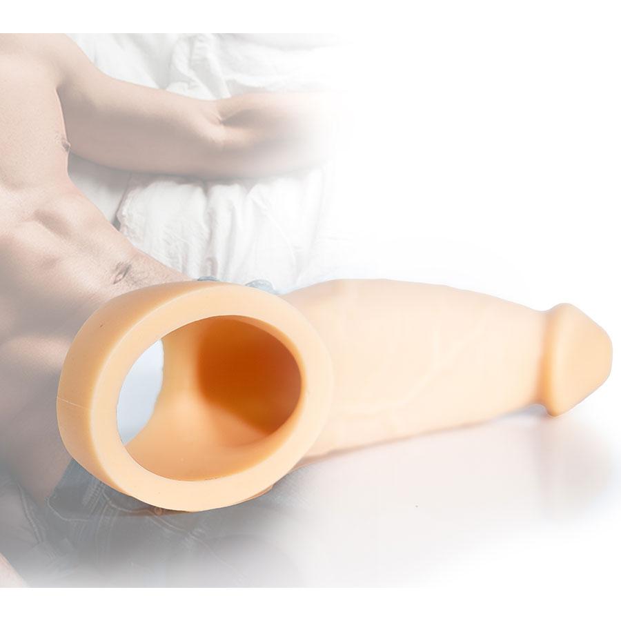 9 Inch Realistic Penis Sleeve Natural Silicone Girth Enhancer
