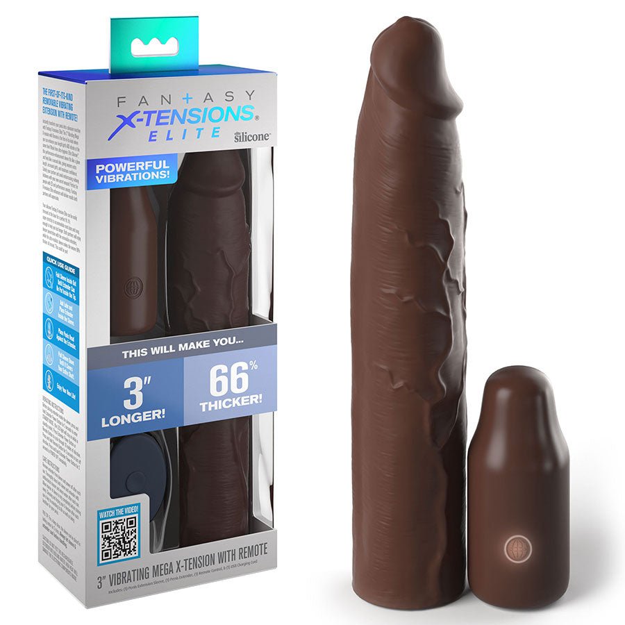 9 Inch Vibrating Mega X-Tension Silicone Penis Sleeve