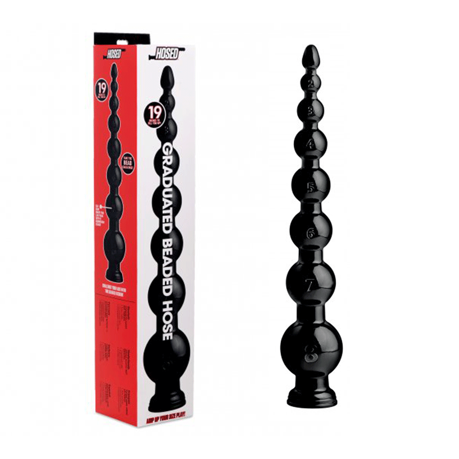 Hosed 19 Inch Black Graduated Bead Anal Snake