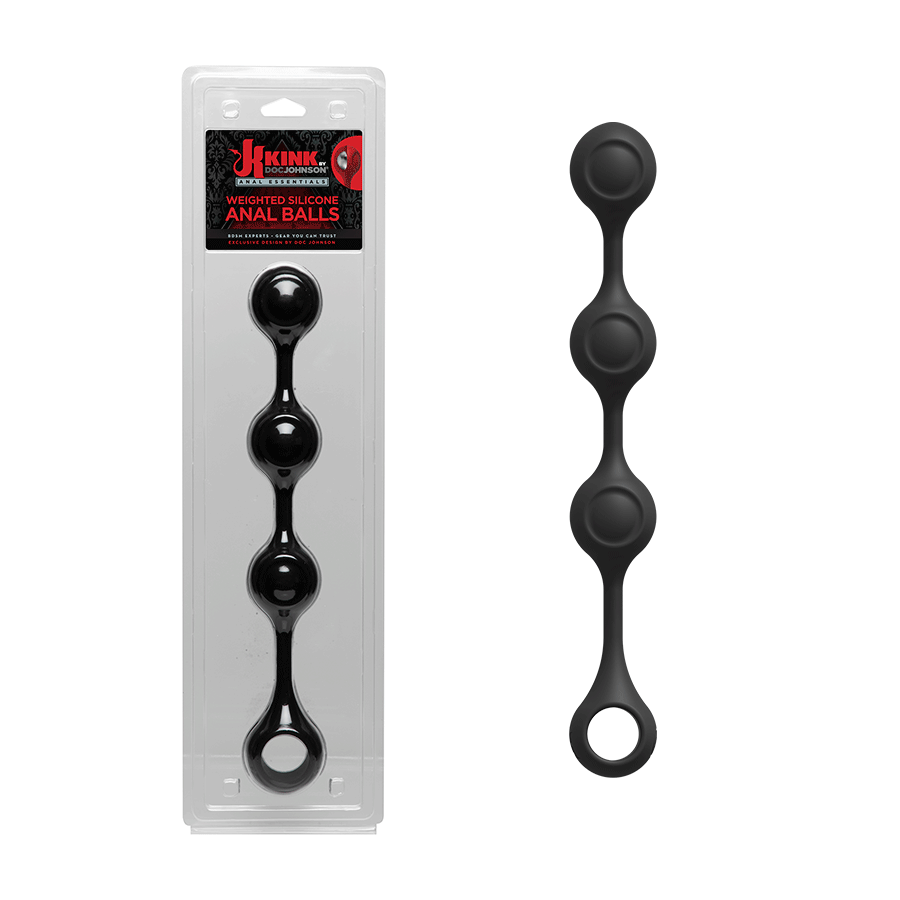 Kink Anal Essentials 13.5 Inch Weighted Black Silicone Beaded Anal Balls