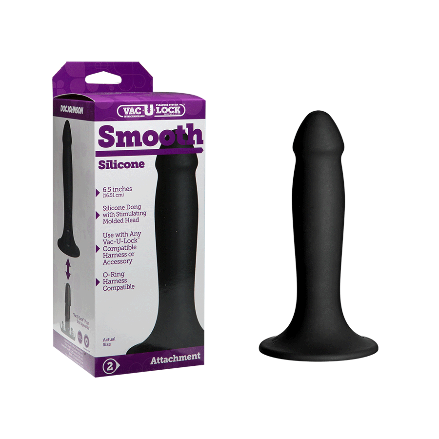 Vac-U-Lock 6.5 Inch Black Silicone Dildo by Doc Johnson