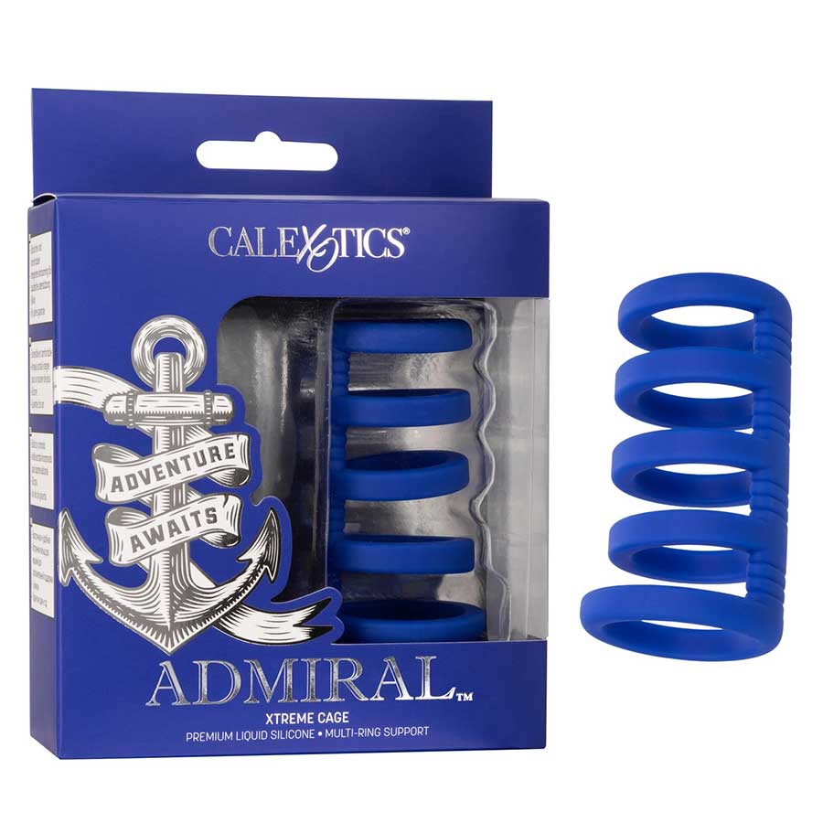 Admiral Xtreme Blue Liquid Silicone Cock Cage Ring Combo