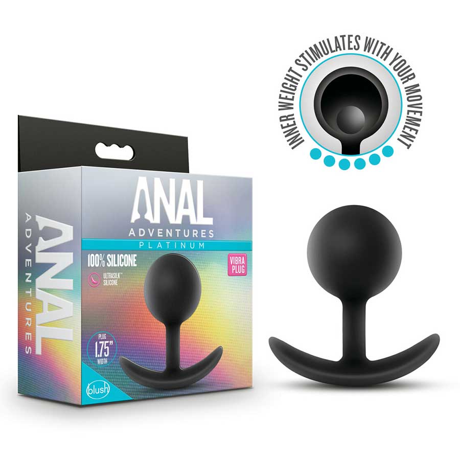 Anal Adventures Platinum Silicone Vibra Plug Black by Blush Novelties