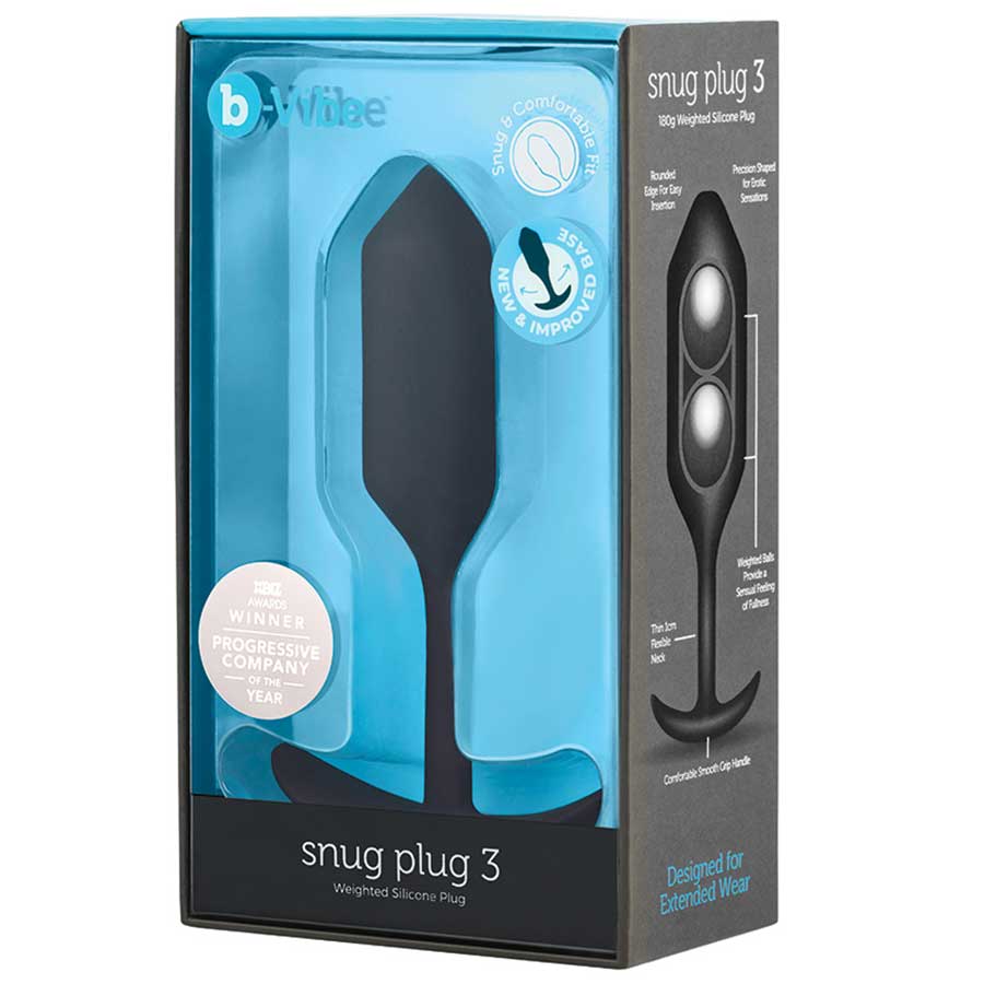 B-Vibe Snug Plug Silicone Weighted Black Butt Plug