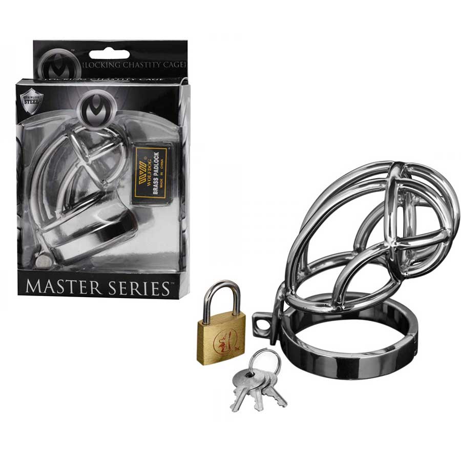 Captus 4 Inch Stainless Steel Locking Chastity Cage by Master Series