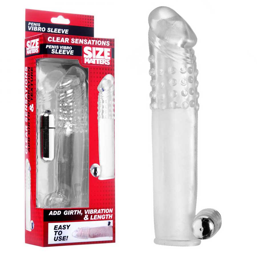 Clear Sensations Penis Extender Vibro Sleeve with Bullet by Size Matters