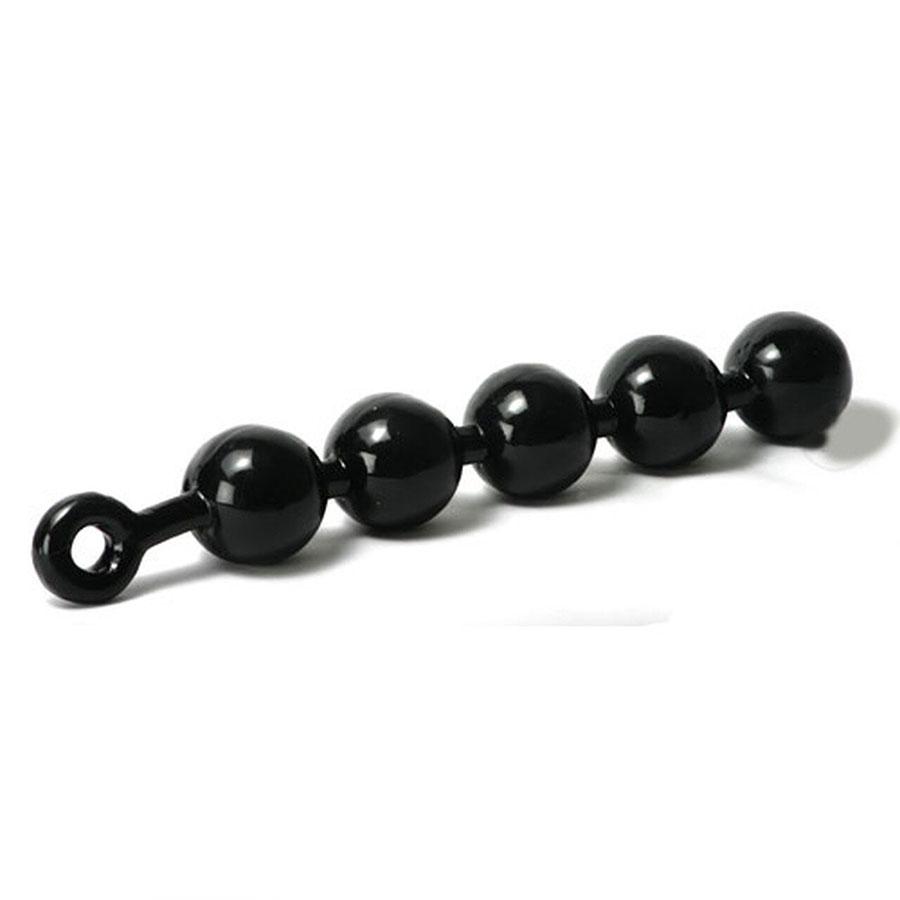Anal Beads Ebony - Huge Black Anal Beads with Safety Loop | Massive 67 mm Balls