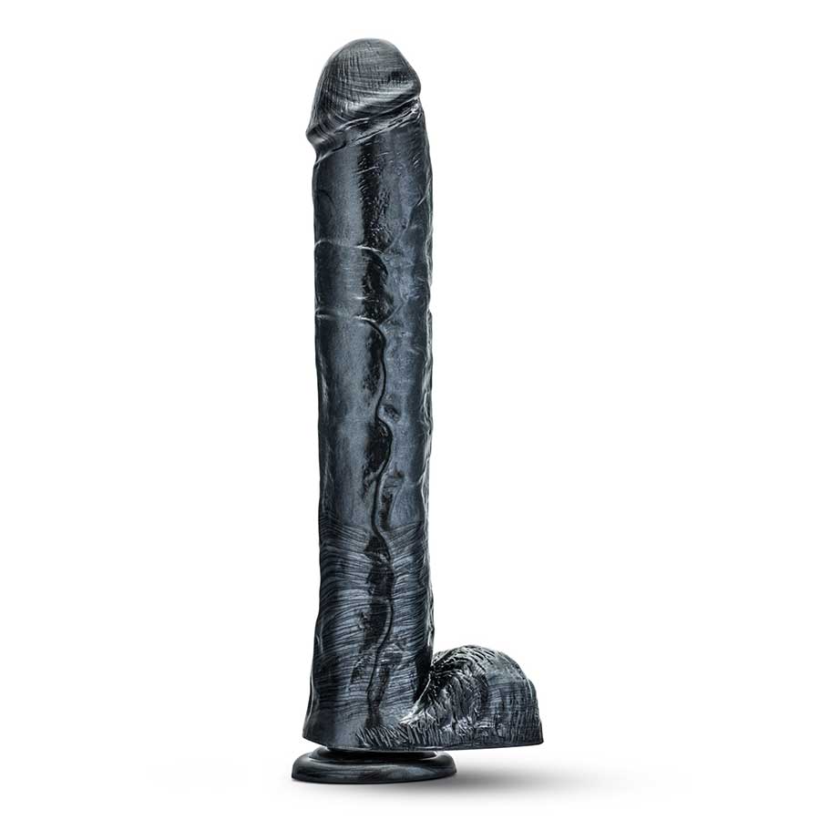 Jet Dark Steel 14 Inch Carbon Metallic Anal Dildo with Balls by Blush Novelties