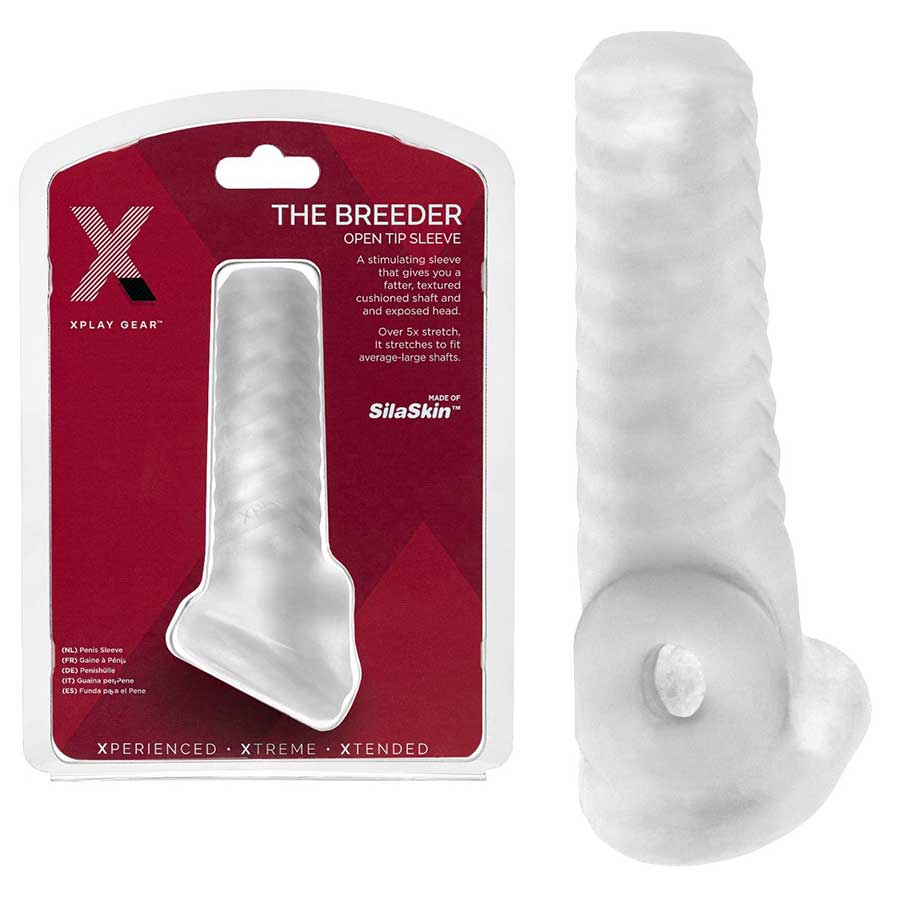 Open Tip Xplay Breeder Textured Penis Sleeve by Perfect Fit