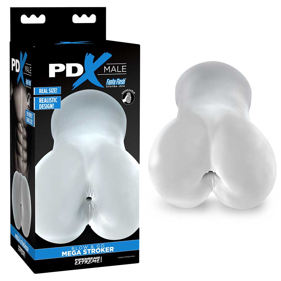 PDX Male Blow and Go Mega Butt Clear Stroker by Pipedream Products