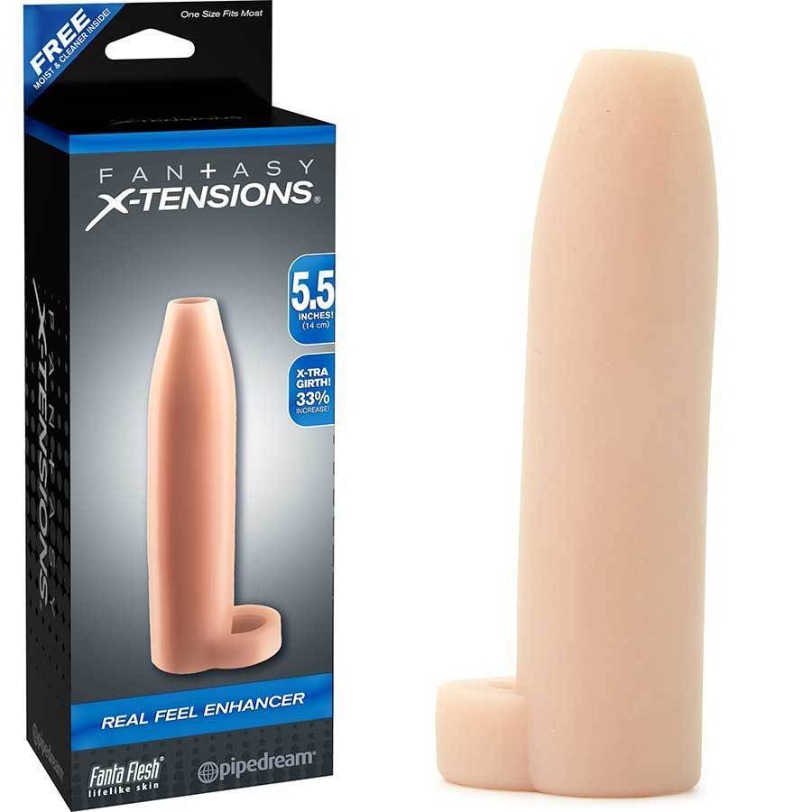 Real Feel Tan Penis Extension Sleeve 5.5 Inch Fantasy X-Tensions