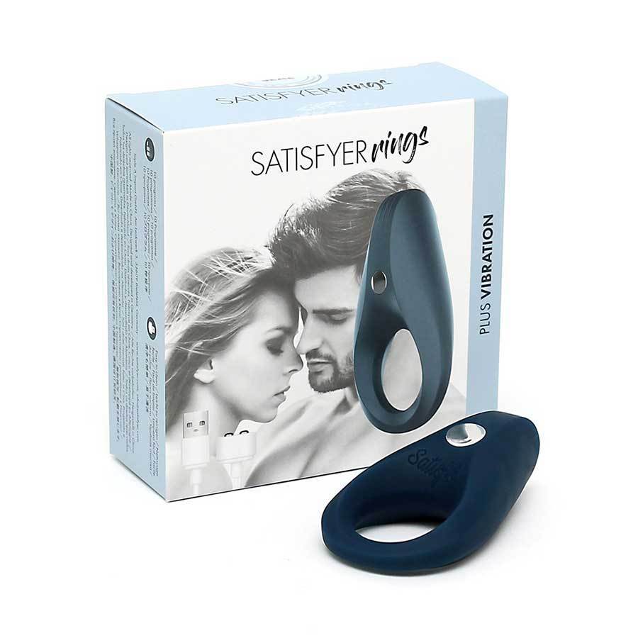 Satisfyer Plus Vibration Blue Silicone Cock Ring Couples Rechargeable Sex Toy