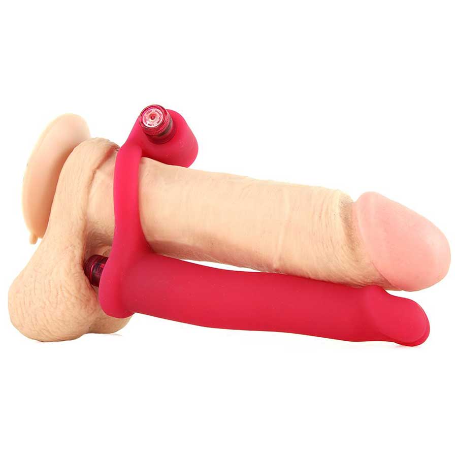 Silicone Double Penetrator Studmaker Vibrating Cock Ring Red by Nass Toys