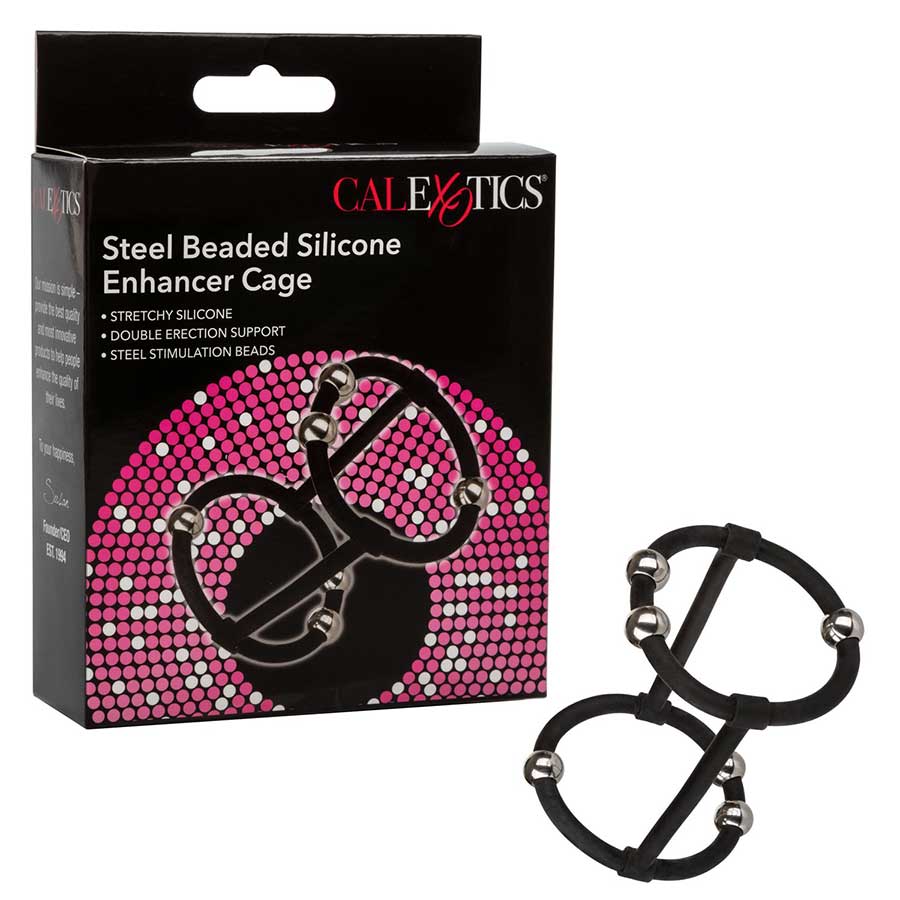 Steel Beaded Black Silicone Penis Enhancer Cage by Cal Exotics