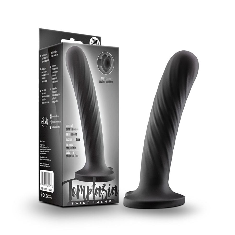 Temptasia Twist Black Silicone Dildo by Blush Novelties