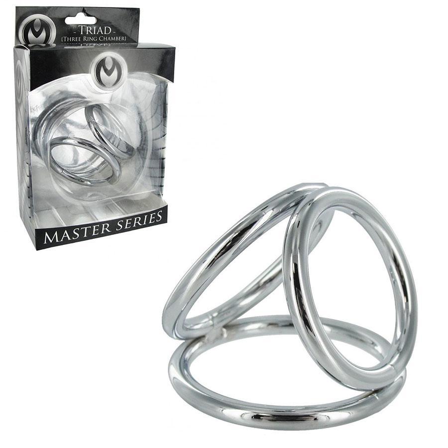 The Triple Cock Ring / Metal Three Ring Triad Cock and Ball Device for Men