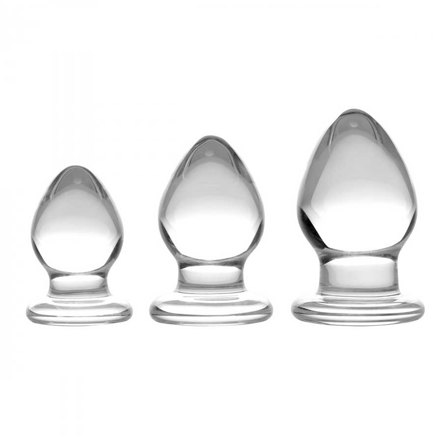 Triplets 3 Piece Clear Glass Anal Plug Trainer Kit by Trinity Vibes