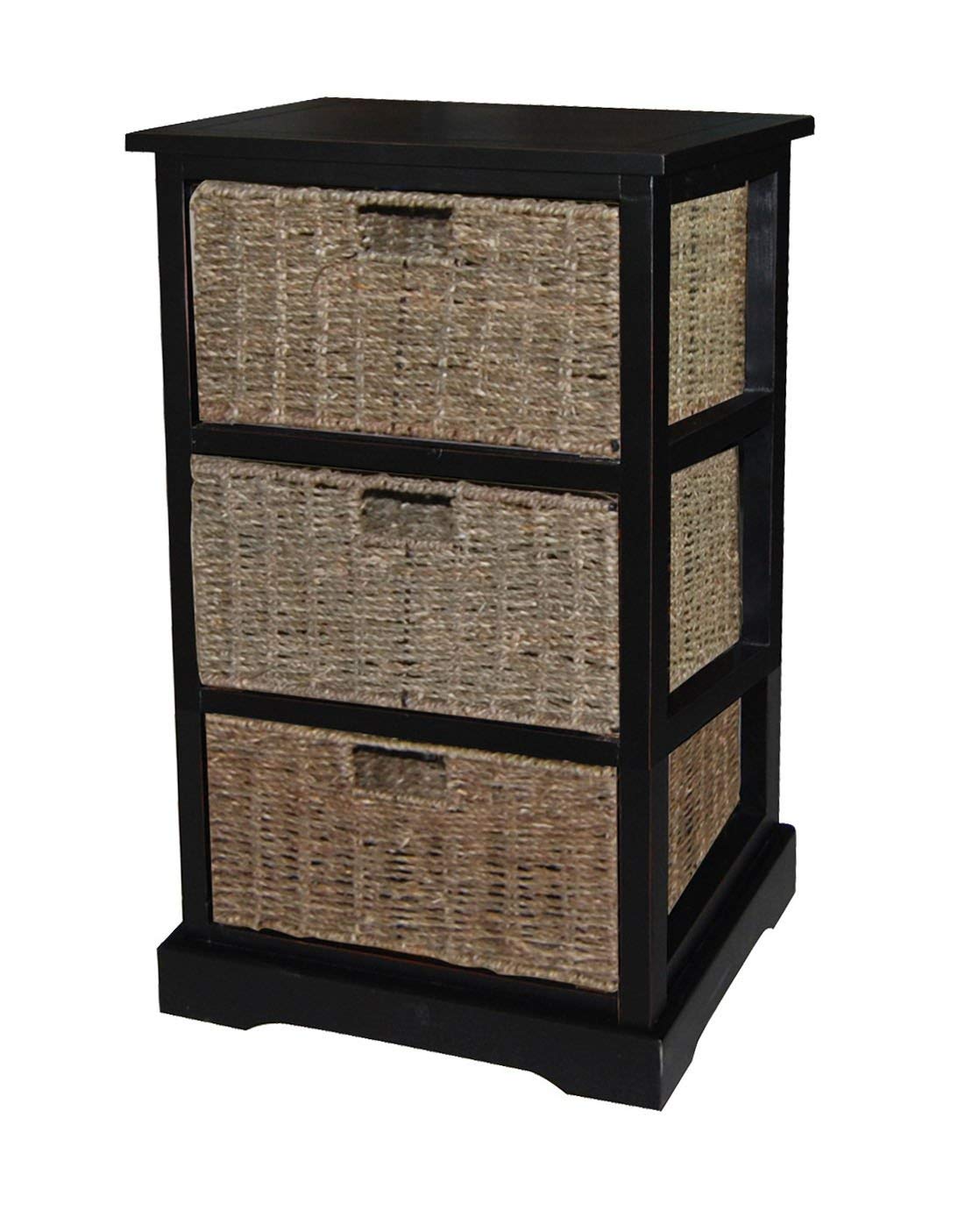 Urbanest 1000479 Accent Storage Cabinet With Three Seagrass Basket
