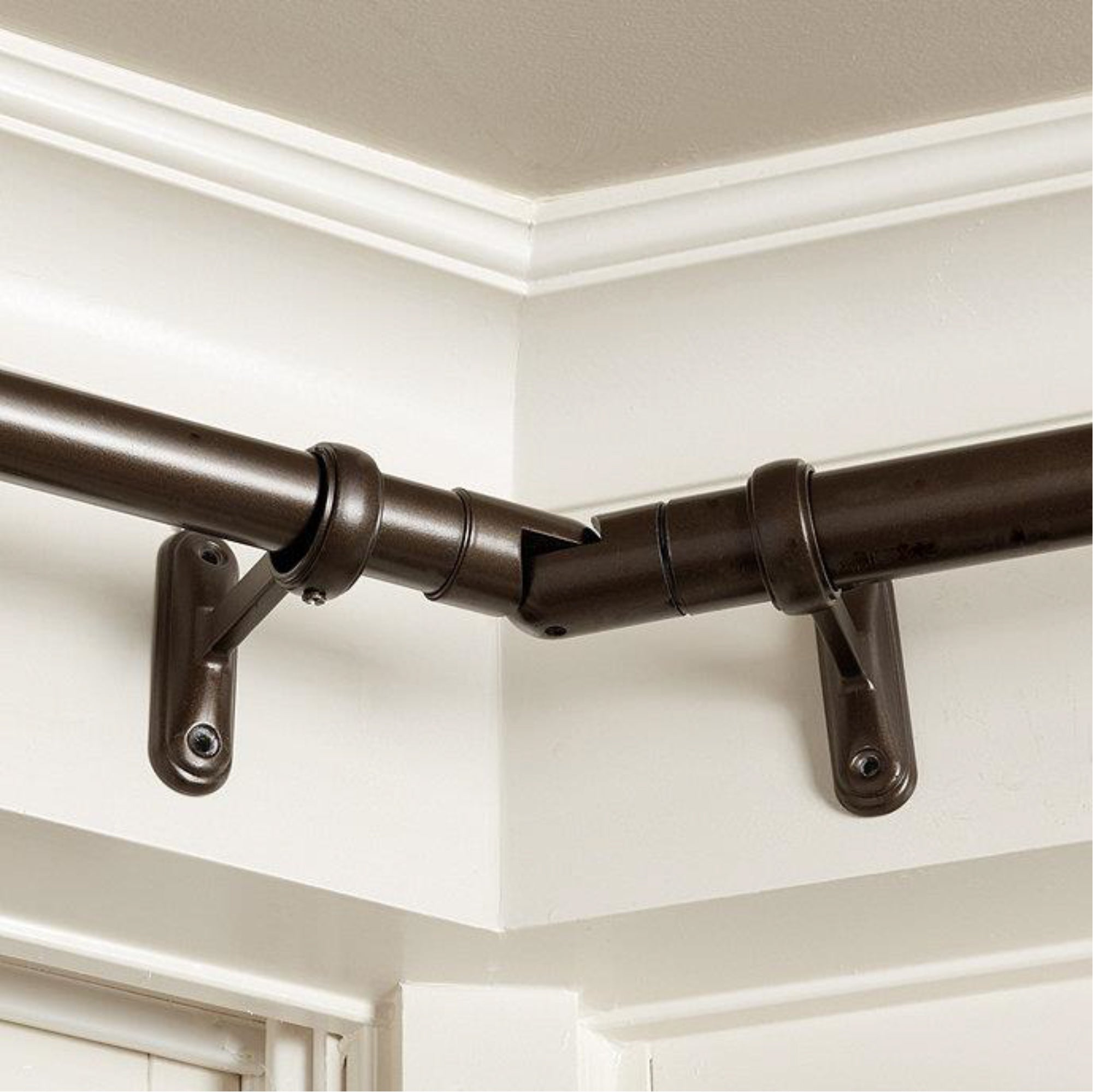 Hinged Elbow Connector For Corner Or Bay Window Curtain Rod