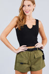 Twill Belted Side Pocket Cargo Cotton Short Pants - Fashion Quality Boutik