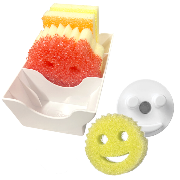 Sophico Sponge Holder for Scrub Daddy, Sponge Organizer with Suction Cup  for Kitchen and Bathroom Sink, Self Draining Sink Caddy for Holding Smiley