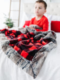 Child Size Red Buffalo Plaid Minky Blankets
