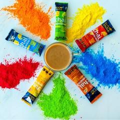 colors around packets of tea india chai